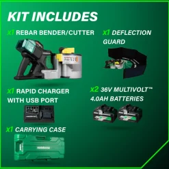Clearance VB3616DAM 36V MultiVolt Portable Cordless Rebar Bender/Cutter Kit (4 Ah) Copper And Pvc Cutters