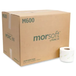 Hot Morsoft 2-Ply Septic-Safe Controlled Bath Tissue - White (600 Sheets/Roll, 48 Rolls/Carton) Paper & Dispensers
