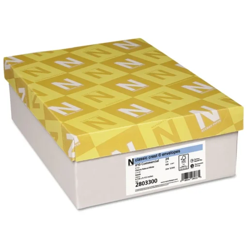 Outlet 4.13 in. x 9.5 in. CLASSIC CREST Commercial Flap Gummed Closure #10 Envelope - Classic Natural White (500/Box) Mailing, Packing & Shipping