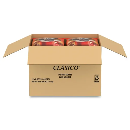 Sale 12524962 8 oz Dark Roast Instant Coffee - Clasico (12/Carton) Food And Snacks