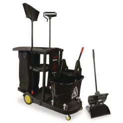 New Premier Janitor Cart, 2 Shelves, Plastic, 18.25 x 44.5 x 38, Black Office Furniture & Lighting