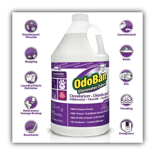 New 1 Gallon Bottle Concentrate Odor Eliminator and Disinfectant - Lavender Scent (4/Carton) Odor Control
