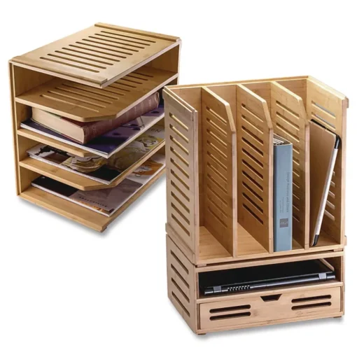 Discount Bamboo Magazine File 14.09 x 14.41 x 14.41 Brown Filing & Folders