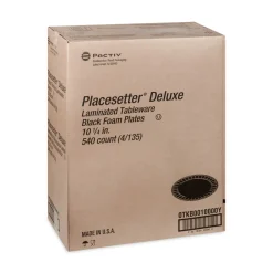 Online 10.25 in. Diameter Placesetter Deluxe Laminated Foam Plate Dinnerware - Black (540/Carton) Tabletop And Serveware