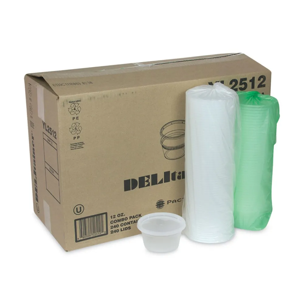 Sale 4.55 in. x 2.45 in. x 2.45 in. 12 oz. Newspring DELItainer Plastic Microwavable Container - Clear (240/Carton) Tabletop And Serveware