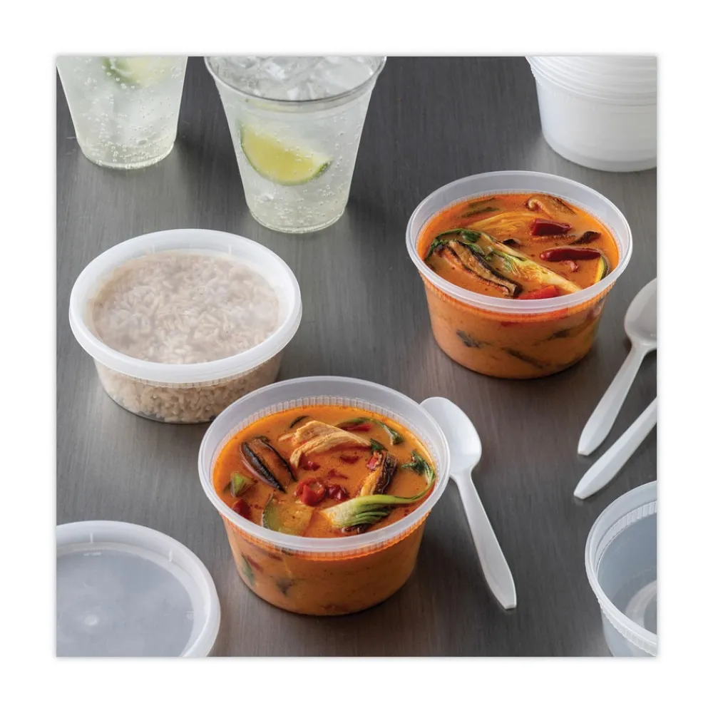 Sale 4.55 in. x 2.45 in. x 2.45 in. 12 oz. Newspring DELItainer Plastic Microwavable Container - Clear (240/Carton) Tabletop And Serveware
