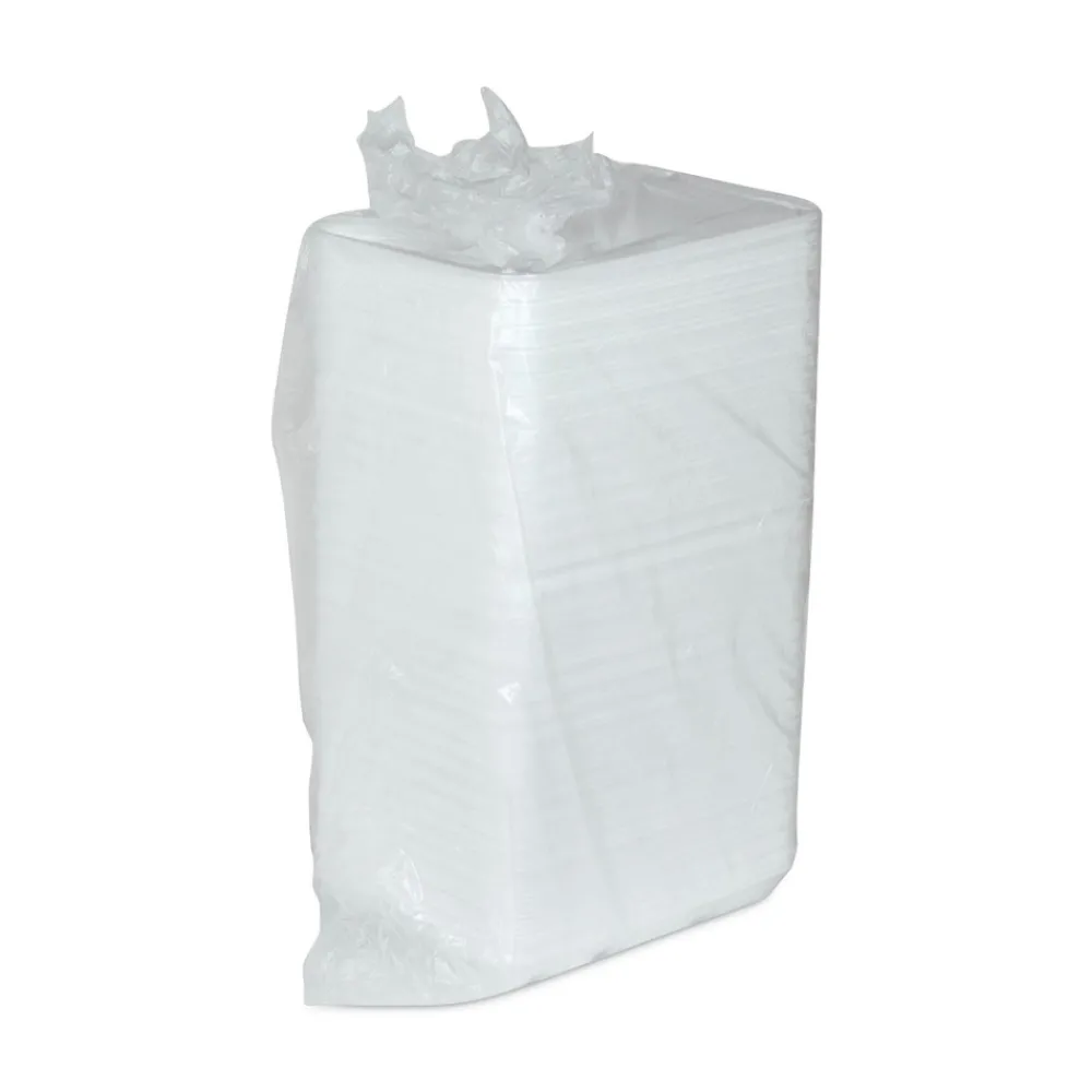 8.5 in. x 11.5 in. x 1.25 in. 6-Compartment Foam School Trays - White (500/Carton) Tabletop And Serveware