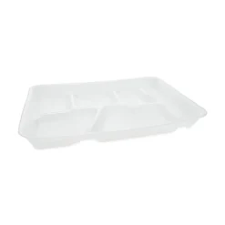 8.5 in. x 11.5 in. x 1.25 in. 6-Compartment Foam School Trays - White (500/Carton) Tabletop And Serveware