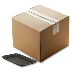 Clearance 10.88 in. x 5.88 in. x 0.69 in. No. 10S Foam Supermarket Tray - Black (500/Carton) Tabletop And Serveware
