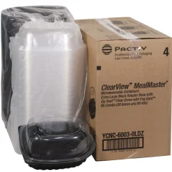 Discount 10.75 in. x 8.5 in. x 4.25 in. ClearView MealMaster Chicken Roaster - Black/Clear (95/Carton) Tabletop And Serveware