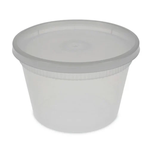 Clearance 2 in. x 2 in. x 2 in. 16 oz. Newspring DELItainer Microwavable Plastic Container - Clear (240/Carton) Tabletop And Serveware