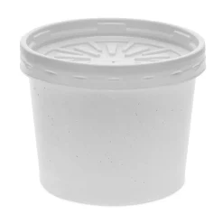 250/Carton 3.75 in. dia. x 3 in., 12 oz., Paper Round Food Container and Lid Combo - White Tabletop And Serveware