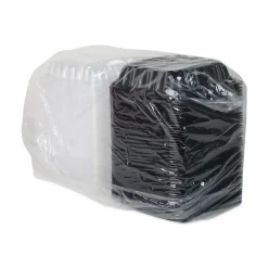 Clearance DC858100B000 38 oz 8.5 x 8.5 x 3 EarthChoice Vented Dual Color Microwavable Plastic Hinged Lid Container - Black/Clear (150/Carton) Tabletop And Serveware