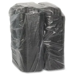 Discount EarthChoice 9 in. x 6 in. x 3.25 in. Plastic SmartLock Microwavable MFPP Hinged Lid Container - Black (270/Carton) Tabletop And Serveware