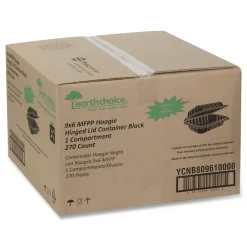 Discount EarthChoice 9 in. x 6 in. x 3.25 in. Plastic SmartLock Microwavable MFPP Hinged Lid Container - Black (270/Carton) Tabletop And Serveware