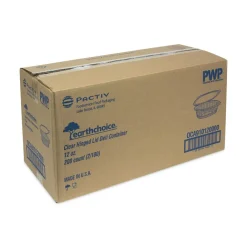 Sale EarthChoice 4.92 in. x 5.87 in. x 1.89 in. 12 oz. Recycled PET Hinged Plastic Container - Clear (200/Carton) Tabletop And Serveware