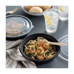 Best EarthChoice MealMaster 8 in. Diameter x 2.12 in. H 32 oz. Plastic Container with Lid - Black/Clear (250/Carton) Tabletop And Serveware