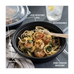 Best EarthChoice MealMaster 8 in. Diameter x 2.12 in. H 32 oz. Plastic Container with Lid - Black/Clear (250/Carton) Tabletop And Serveware