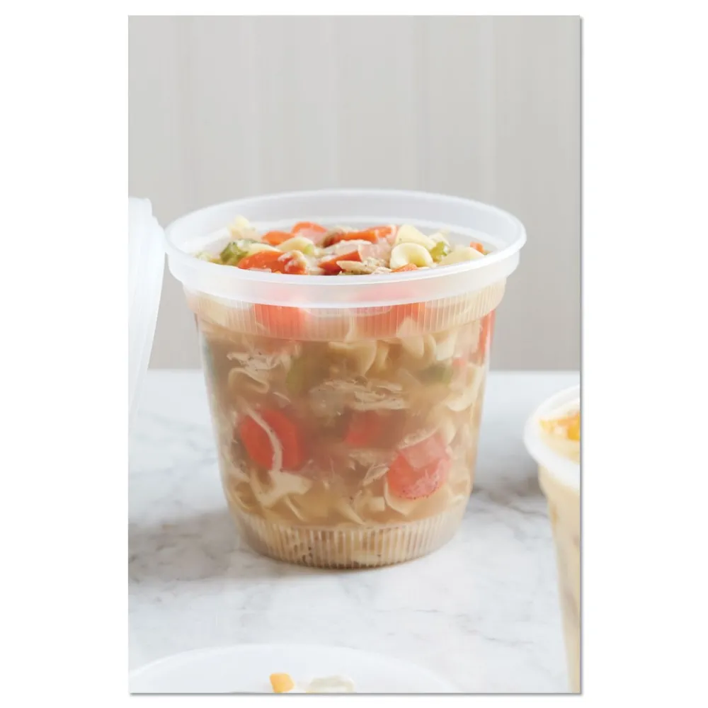 Discount L8328 32 oz 5.5 x 5.5 x 4.9 Newspring DELItainer Plastic Microwavable Container - Clear (200/Carton) Tabletop And Serveware