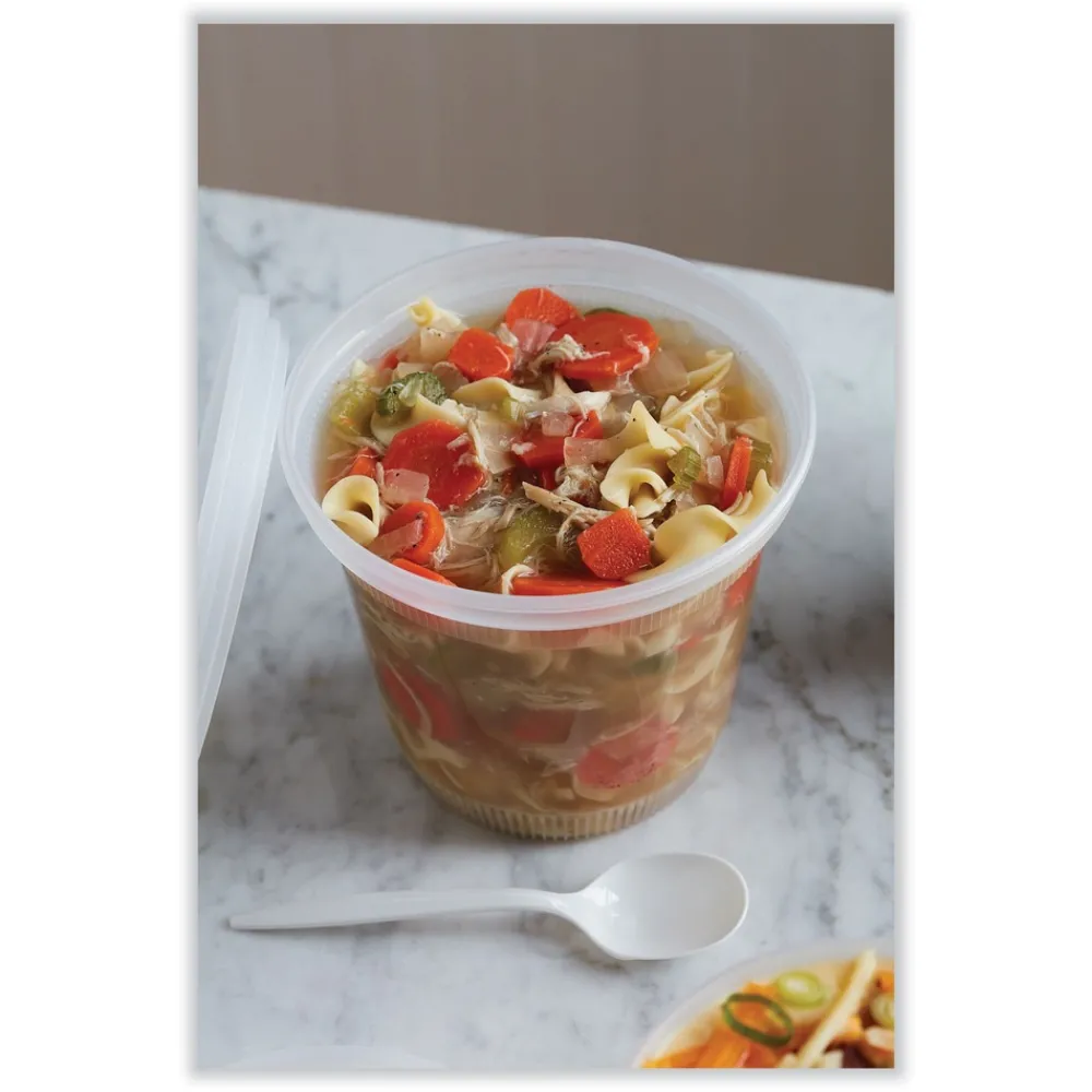 Discount L8328 32 oz 5.5 x 5.5 x 4.9 Newspring DELItainer Plastic Microwavable Container - Clear (200/Carton) Tabletop And Serveware