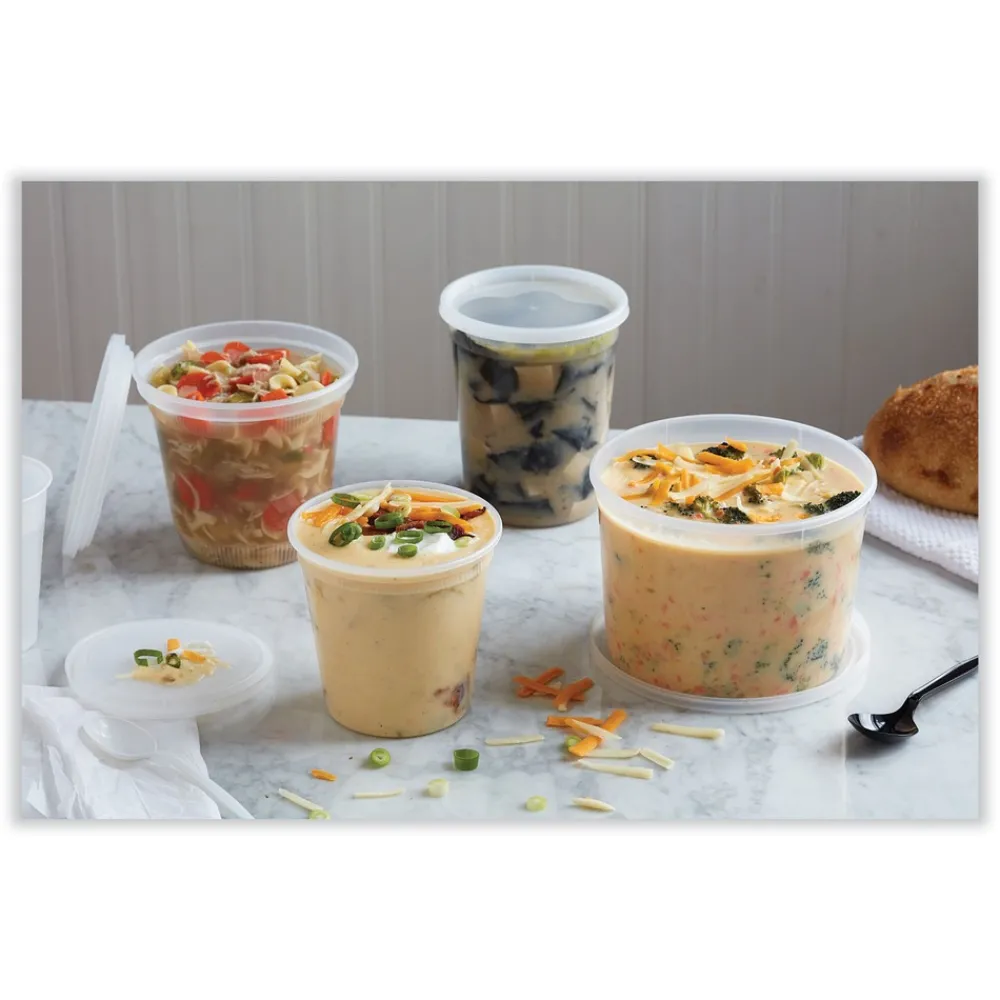 Discount L8328 32 oz 5.5 x 5.5 x 4.9 Newspring DELItainer Plastic Microwavable Container - Clear (200/Carton) Tabletop And Serveware