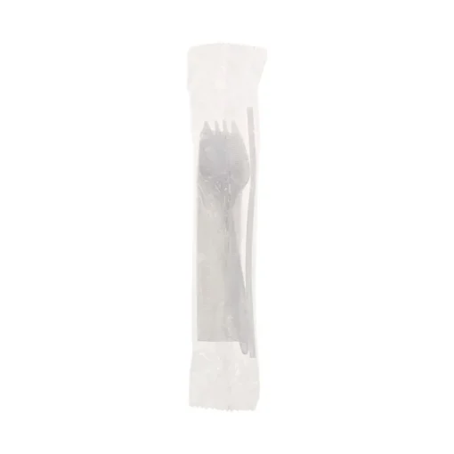 Online Mediumweight Plastic Fieldware Cutlery Napkin/Spork/Straw Kit - White (1000/Carton) Tabletop And Serveware
