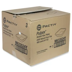 Discount M633524Y EarthChoice Pulpex 9.13 x 6.88 x 1.75 Steep Wall Paper Food Tray - Natural (460/Carton) Tabletop And Serveware