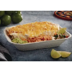 Discount M633524Y EarthChoice Pulpex 9.13 x 6.88 x 1.75 Steep Wall Paper Food Tray - Natural (460/Carton) Tabletop And Serveware