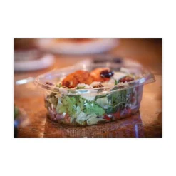 YCA910240000 EarthChoice 24 oz. Recycled PET Hinged Container - Clear (280/Carton) Tabletop And Serveware