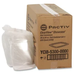 New YCI853000000 9 in. x 7.38 in. x 0.19 in., Deli Container Lid, Flat Lid For 3-Compartment 48/64 oz. Containers - Clear (220/Carton) Tabletop And Serveware
