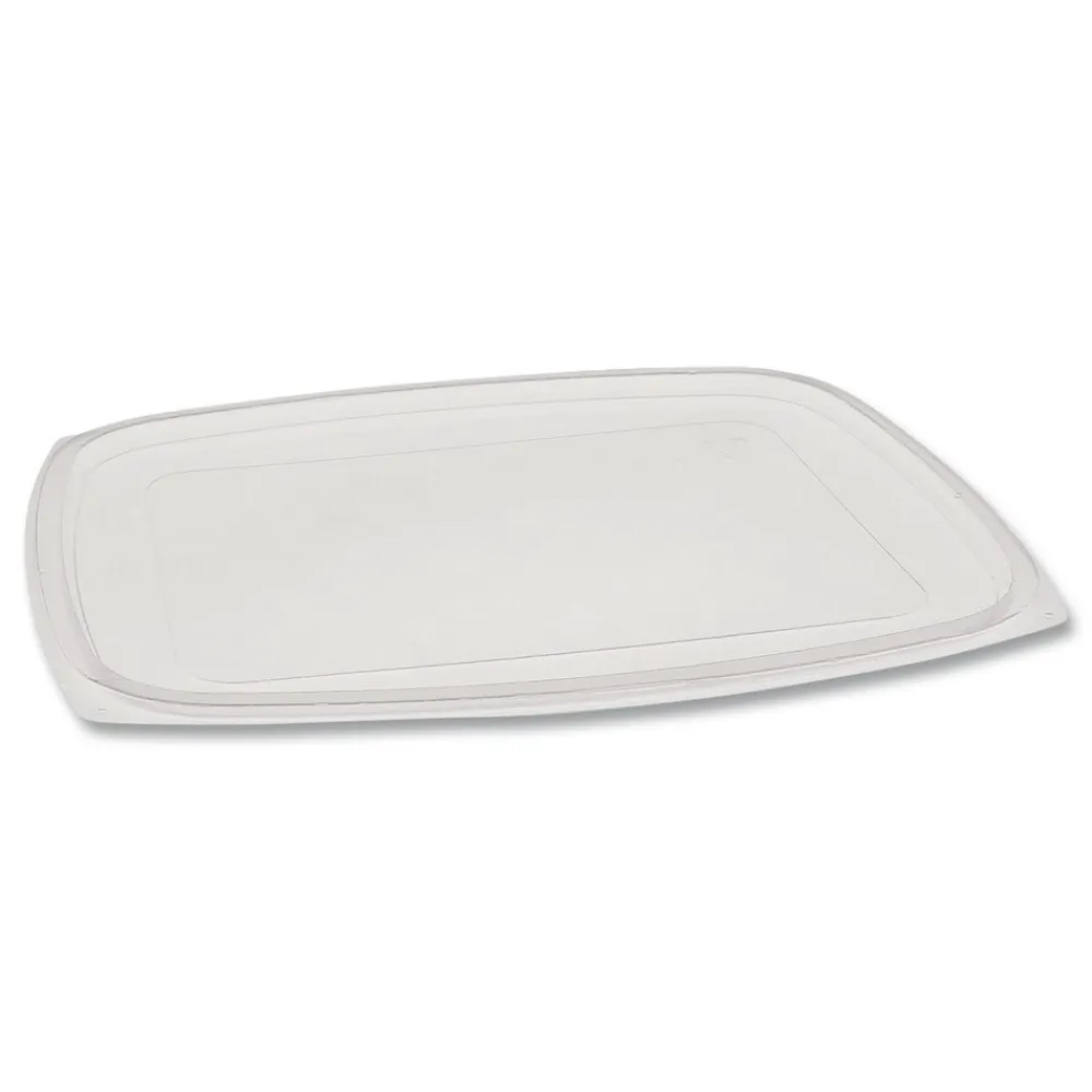 New YCI853000000 9 in. x 7.38 in. x 0.19 in., Deli Container Lid, Flat Lid For 3-Compartment 48/64 oz. Containers - Clear (220/Carton) Tabletop And Serveware