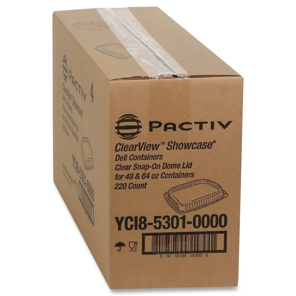 Hot YCI853010000 9 x 7.4 x 1 Showcase Deli Plastic Dome Lid for 3-Compartment 48/64 oz Containers - Clear (220/Carton) Tabletop And Serveware