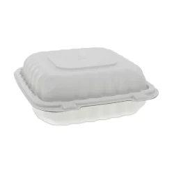 Online YCN808030000 EarthChoice SmartLock 8.31 in. x 8.35 in. x 3.1 in. Microwaveable MFPP 3-Compartment Hinged Lid Containers - White (200/Carton) Tabletop And Serveware