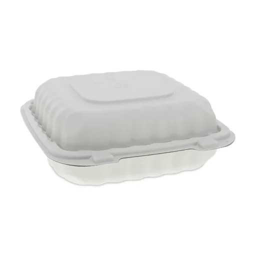 Online YCN808030000 EarthChoice SmartLock 8.31 in. x 8.35 in. x 3.1 in. Microwaveable MFPP 3-Compartment Hinged Lid Containers - White (200/Carton) Tabletop And Serveware