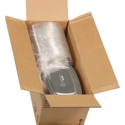 Y6710PET 9.8 in. x 7.8 in. x 1.3 in. 46 oz. Classic Carry-Out Aluminum Container with PET Dome Lid - Silver/Clear (50/Carton) Tabletop And Serveware