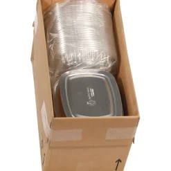 Y6710PET 9.8 in. x 7.8 in. x 1.3 in. 46 oz. Classic Carry-Out Aluminum Container with PET Dome Lid - Silver/Clear (50/Carton) Tabletop And Serveware