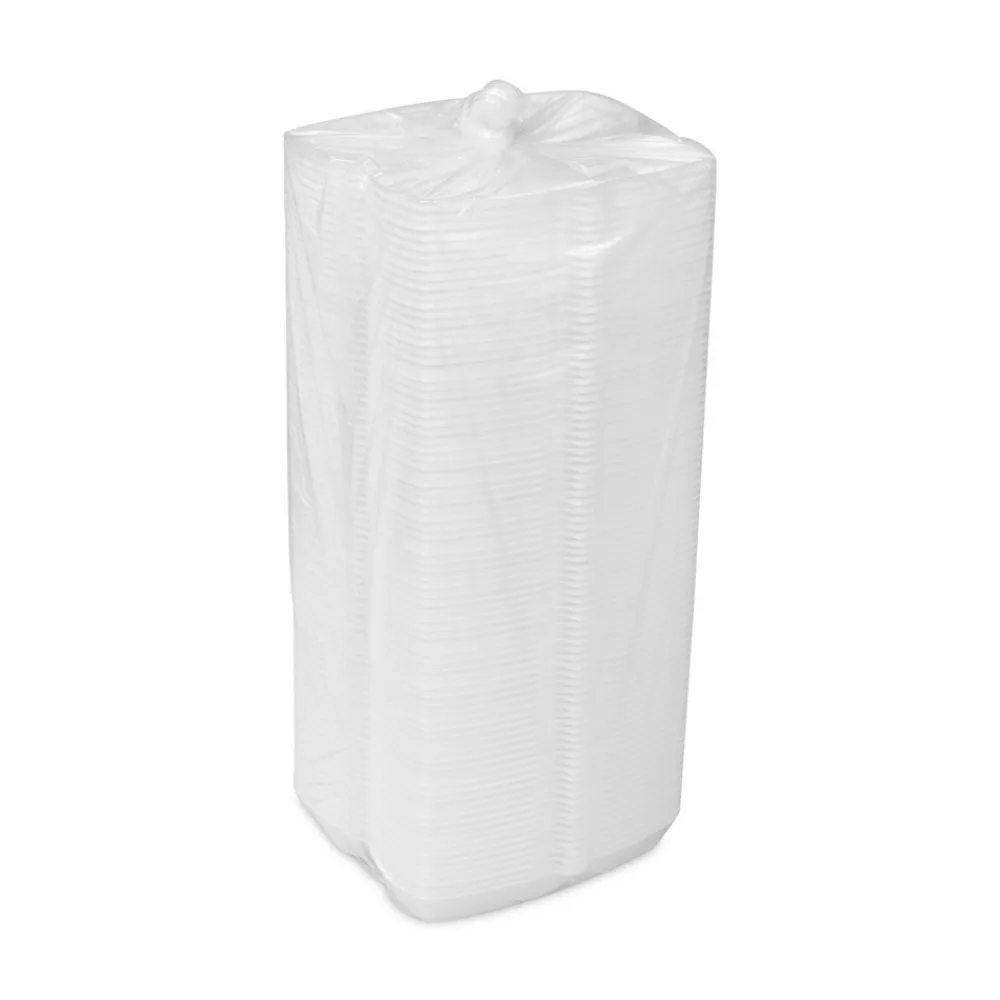 New YTH100980000 7.25 in. x 3 in. x 2 in. Single Tab Lock Hot Dog Foam Hinged Lid Containers - White (504/Carton) Tabletop And Serveware