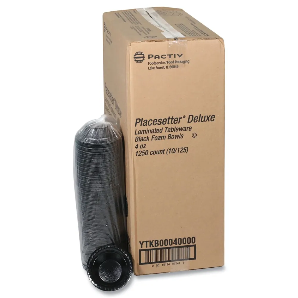 YTKB00040000 4 oz. Placesetter Deluxe Laminated Foam Dinnerware Bowl - Black (1250/Carton) Tabletop And Serveware