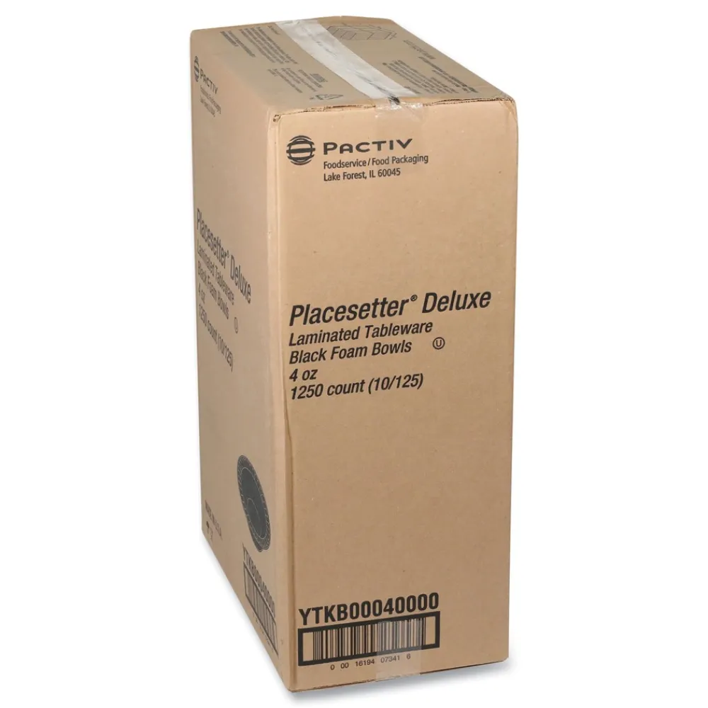 YTKB00040000 4 oz. Placesetter Deluxe Laminated Foam Dinnerware Bowl - Black (1250/Carton) Tabletop And Serveware