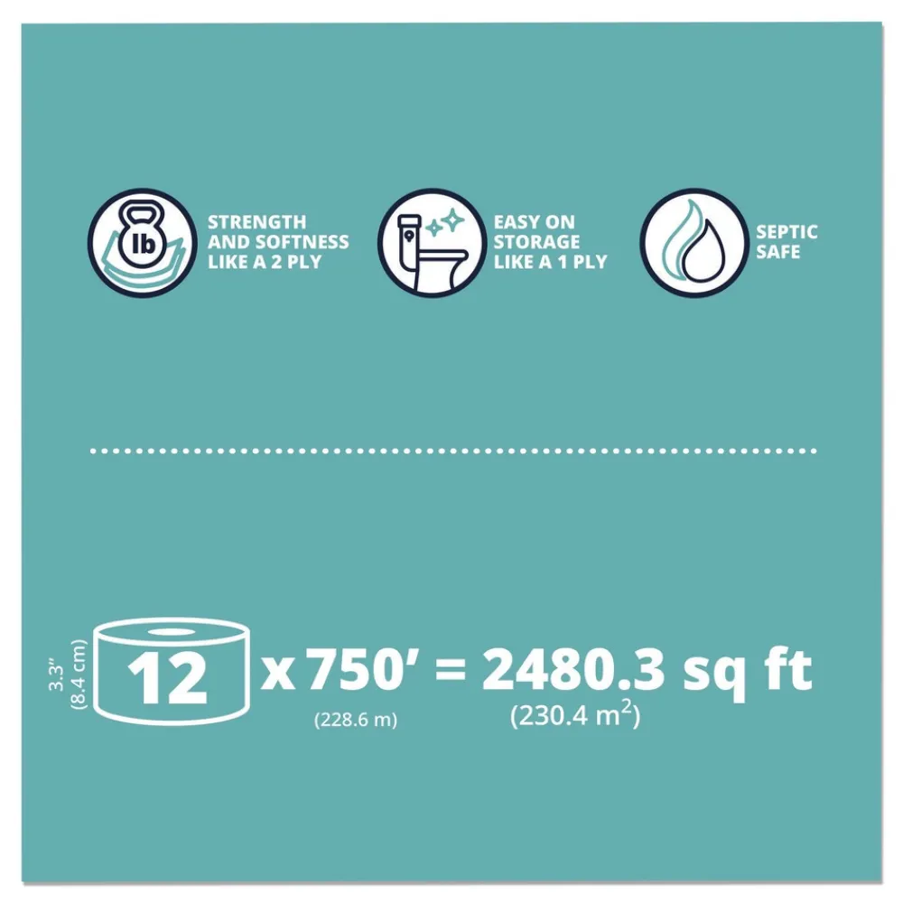Best 3.3 in. x 750 ft. 1-Ply HyTech Seas Septic Safe Mini JRT - White (6/Carton) Cleaning & Janitorial Supplies