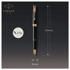 Sale Sonnet Medium 1 mm Fountain Pen with Gift Box - Black Ink/Black/Gold Barrel Pens, Pencils & Markers