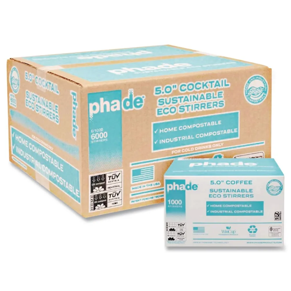 511170 5 in. PHA Marine Biodegradable Stir Straws - Ocean Blue (1000/Box, 6 Boxes/Carton) Tabletop And Serveware