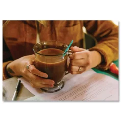 511170 5 in. PHA Marine Biodegradable Stir Straws - Ocean Blue (1000/Box, 6 Boxes/Carton) Tabletop And Serveware