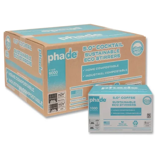 Hot 511181 5 in. PHA Marine Biodegradable Stir Straws - Ocean Blue (1000/Box, 6 Boxes/Carton) Tabletop And Serveware