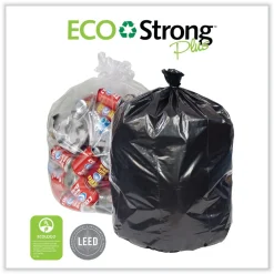 Sale 38 in. x 58 in. 1.35 mil 60 gal. Eco Strong Plus Can Liners - Black (100/Carton) Trash & Waste Bins