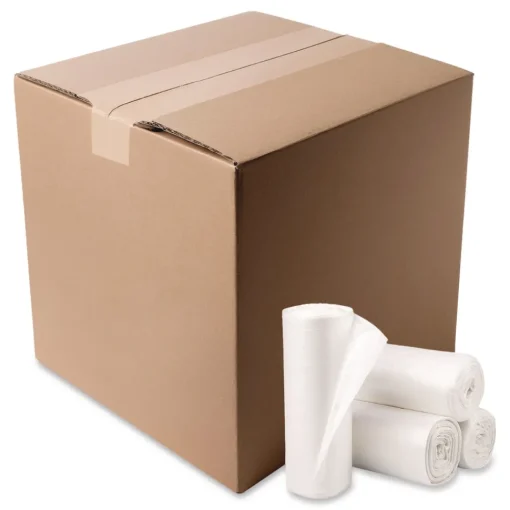 Online Eco Strong Plus 33 in. x 39 in. 13 mic 33 Gallon Can Liners - Natural (250/Carton) Trash & Waste Bins