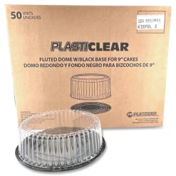 Sale Bakery Containers, 9-in Cake Container, 11.2-in Diameter x 3.5-in h, Black/Clear, 50/Carton Tabletop And Serveware
