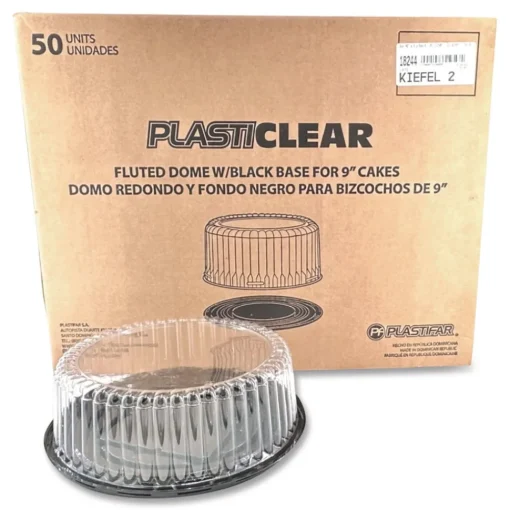 Sale Bakery Containers, 9-in Cake Container, 11.2-in Diameter x 3.5-in h, Black/Clear, 50/Carton Tabletop And Serveware
