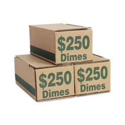 Outlet 61010 8.06 x 3.31 x 3.19 Corrugated Cardboard Coin Storage with Denomination Printed On Side - Green (50/Carton) Retail Store Supplies