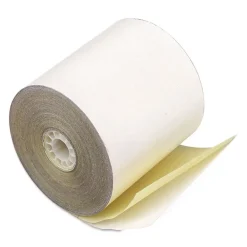 Discount 3 in. x 90 ft. Impact Printing Carbonless Paper Rolls - White/Canary (50/Carton) Paper & Printables
